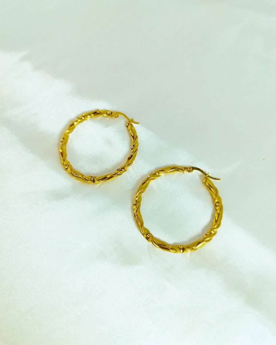 Teal Statement Hoop Earrings — Look 1