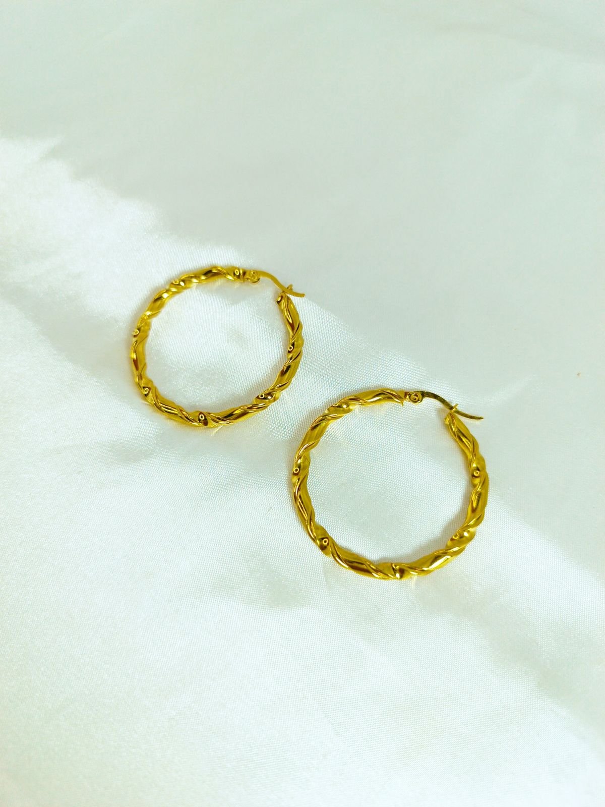 Teal Statement Hoop Earrings — Look 1